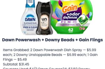 Dawn Powerwash + Downy Beads + Gain Flings
